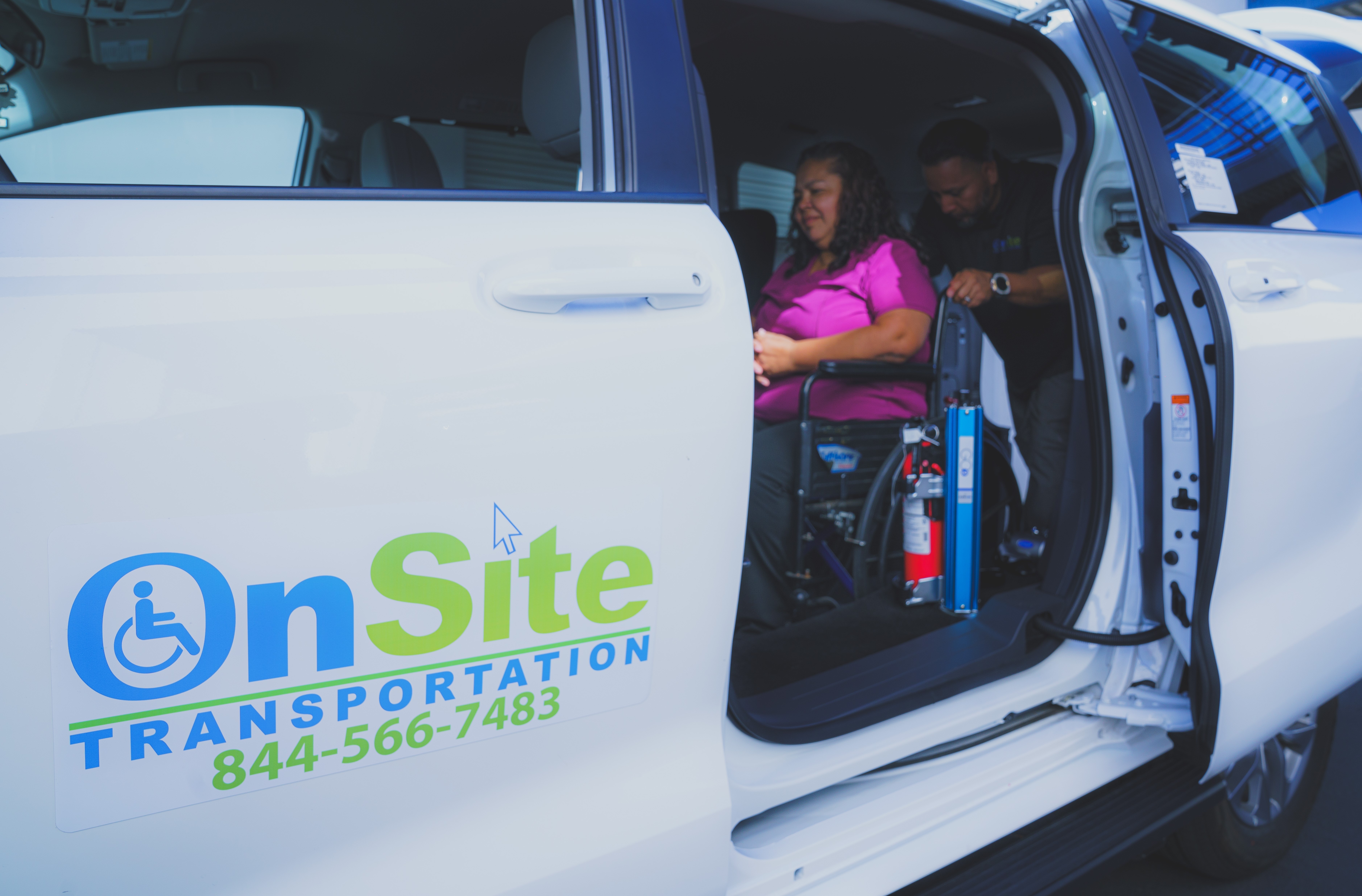 Wheelchair van transporting patient to hospital follow-up appointment